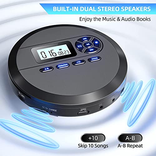 Portable CD Player with Speakers, FM Transmitter, LCD