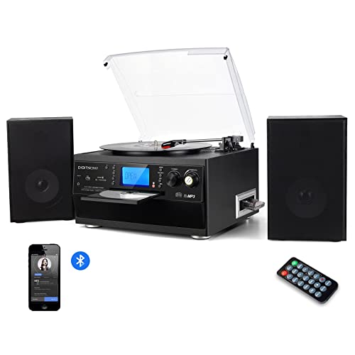 Bluetooth Vinyl Record Player with CD, Cassette, AM/FM Radio