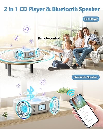 Portable CD Player with Bluetooth Speaker and Remote Control