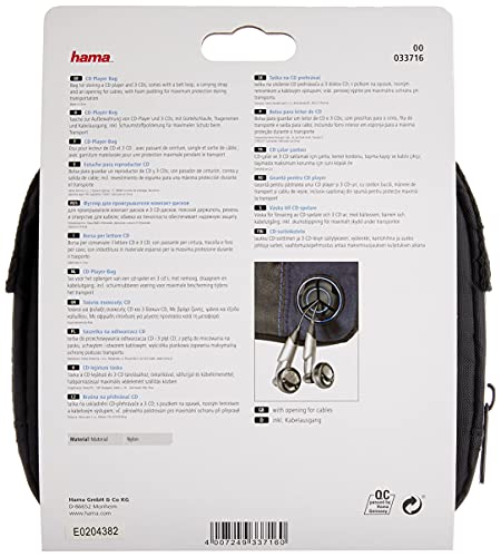 Portable CD Player Bag with 3 CD Slots, Black/Blue