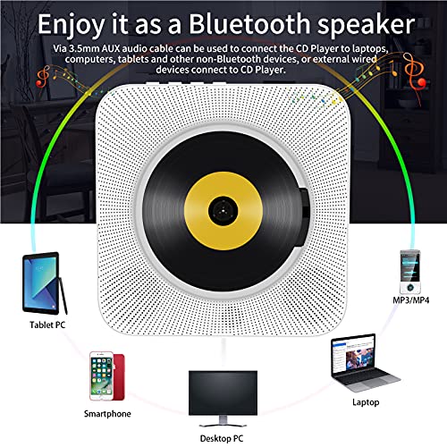 Portable Bluetooth CD Player with Wall Mount Speakers