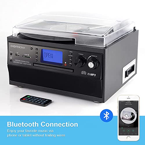 Bluetooth Vinyl Record Player with CD, Cassette, AM/FM Radio