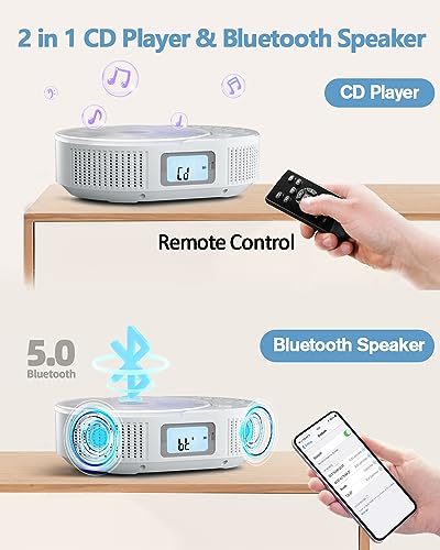 Portable CD Player with Bluetooth Speaker and Remote Control