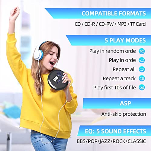 Portable CD Player with Speakers, FM Transmitter, LCD