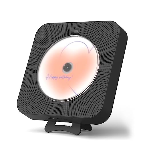 Yintiny Cute Black CD Player - Bluetooth 5.0, Rechargeable