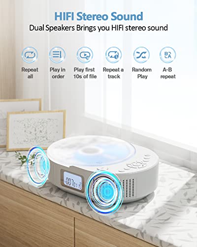 Portable CD Player with Bluetooth Speaker and Remote Control