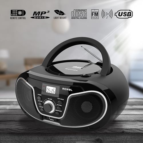 Roxel Portable Boombox CD Player with Remote Control