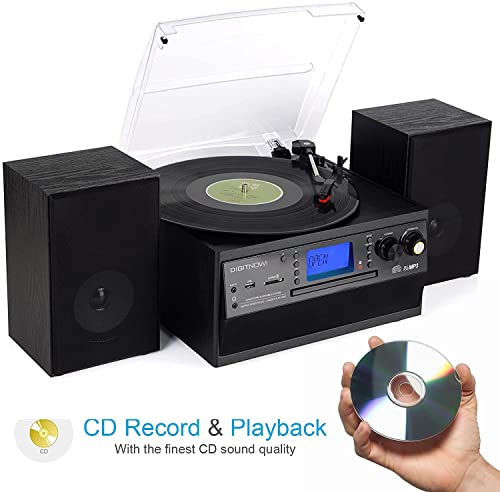 Bluetooth Vinyl Record Player with CD, Cassette, AM/FM Radio