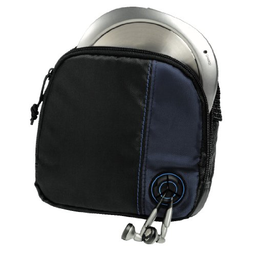 Portable CD Player Bag with 3 CD Slots, Black/Blue