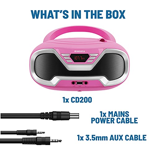 Oakcastle CD200 Pink Portable Bluetooth FM Radio CD Player
