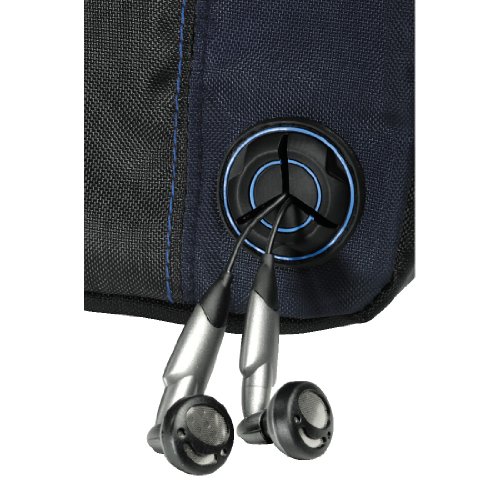 Portable CD Player Bag with 3 CD Slots, Black/Blue