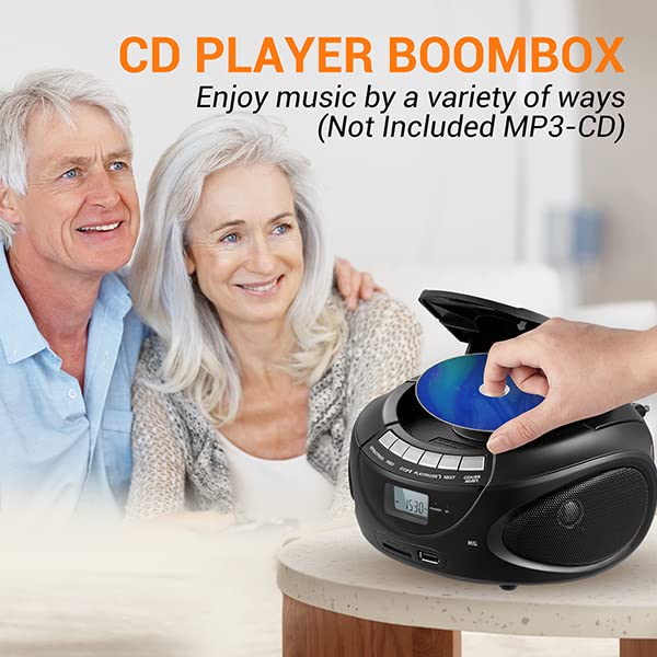 Portable CD Player Boombox with Bluetooth, AM/ FM Radio