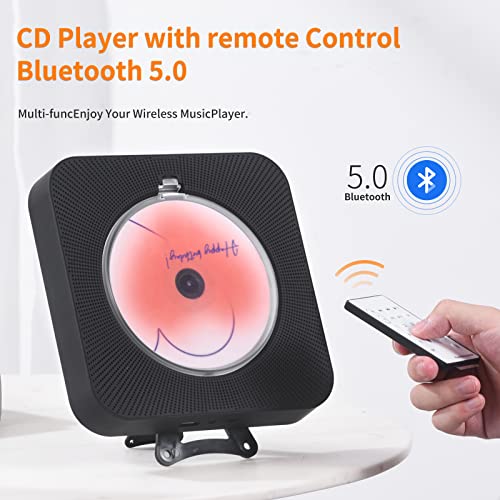 Yintiny Cute Black CD Player - Bluetooth 5.0, Rechargeable