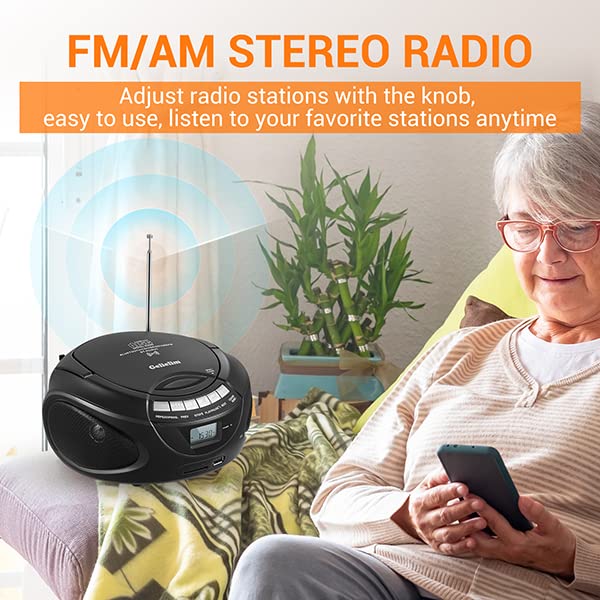 Portable CD Player Boombox with Bluetooth, AM/ FM Radio