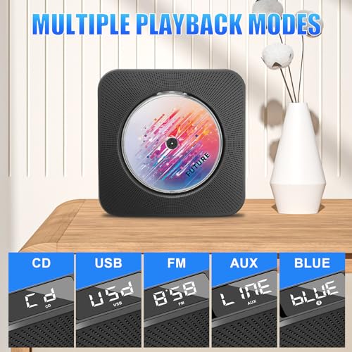 Bluetooth Portable CD Player with Built-in HiFi Speakers
