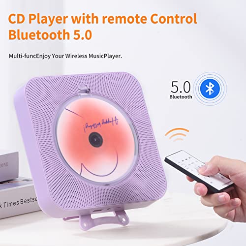 Portable Purple CD Player with Bluetooth 5.0