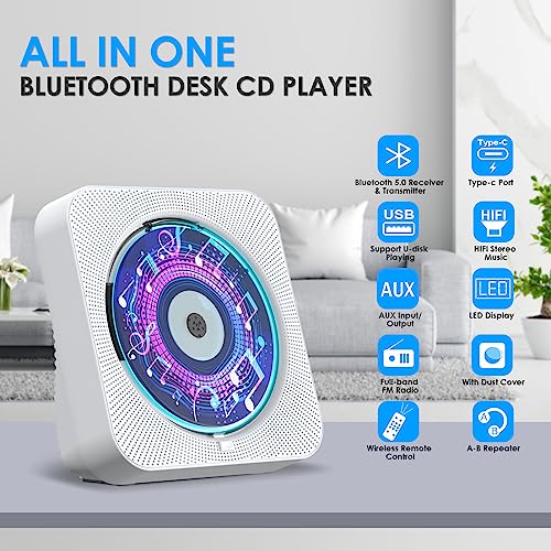 Gueray Bluetooth CD Player with Speakers & Timer