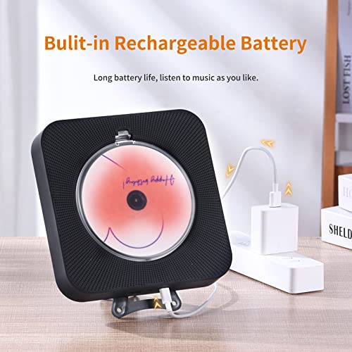 Yintiny Cute Black CD Player - Bluetooth 5.0, Rechargeable