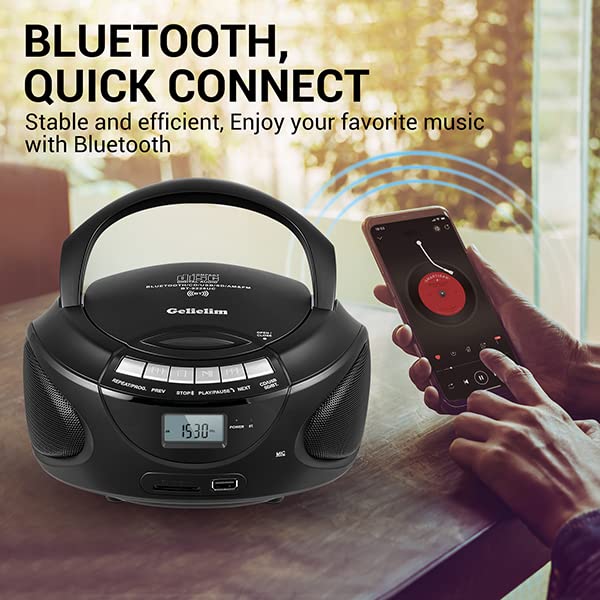 Portable CD Player Boombox with Bluetooth, AM/ FM Radio