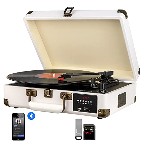 Bluetooth Record Player with Built-in Speakers, Vinyl to SD/USB