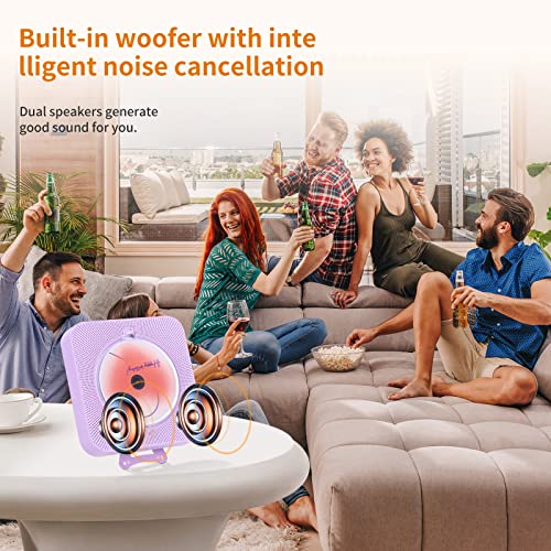 Portable Purple CD Player with Bluetooth 5.0