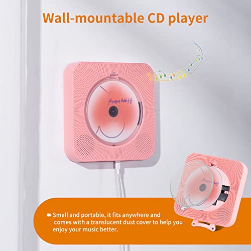 Pink Bluetooth CD Player with Rechargeable Battery