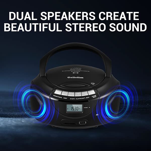 Portable CD Player Boombox with Bluetooth, AM/ FM Radio