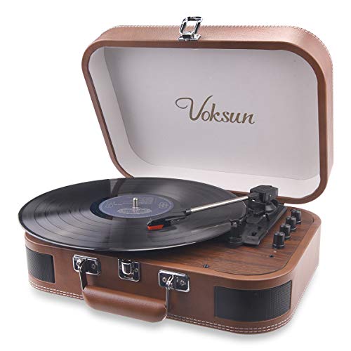 VOKSUN Portable Bluetooth Vinyl Turntable with Speaker
