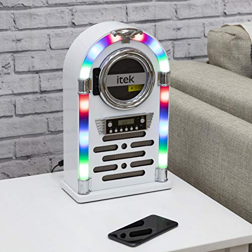 iTek Jukebox: CD Player, FM Radio, Bluetooth (White)