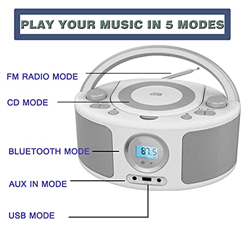 WISCENT Portable CD Player with Bluetooth & FM