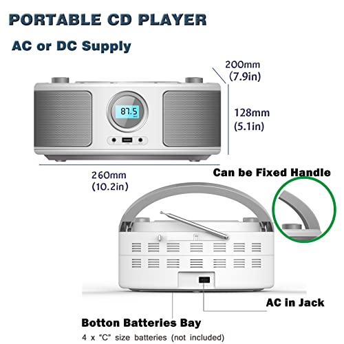WISCENT Portable CD Player with Bluetooth & FM