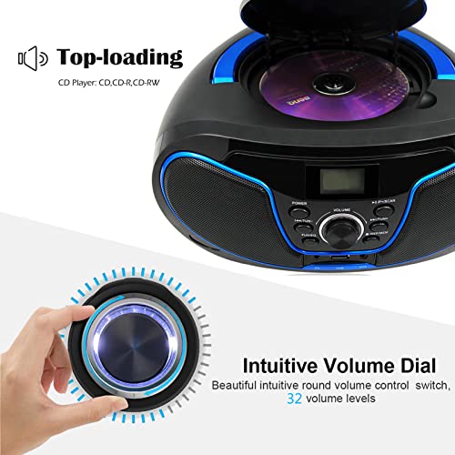 LONPOO Portable Boombox CD Player with FM Radio