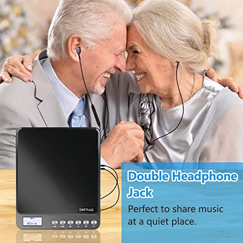 Portable CD Player with Built-in Speakers, Rechargeable - Double Headphone Jack