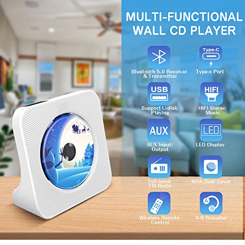 KOVCDVI Home Desktop CD Player with Bluetooth & Remote