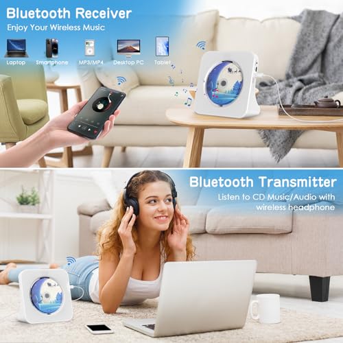 KOVCDVI Home Desktop CD Player with Bluetooth & Remote