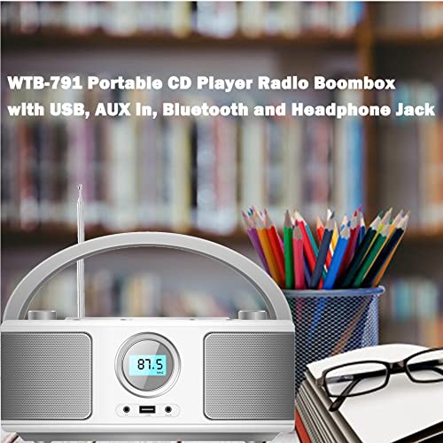 WISCENT Portable CD Player with Bluetooth & FM