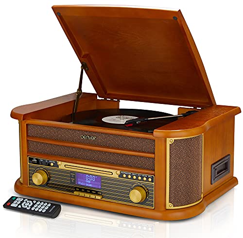 Vintage Denver 9-in-1 Wooden Bluetooth Record Player