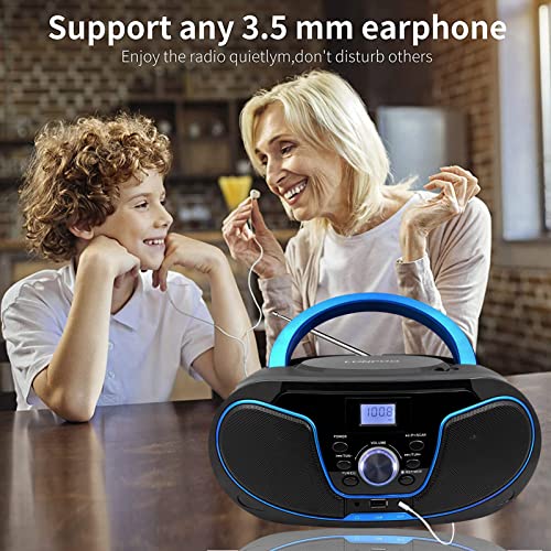 LONPOO Portable Boombox CD Player with FM Radio