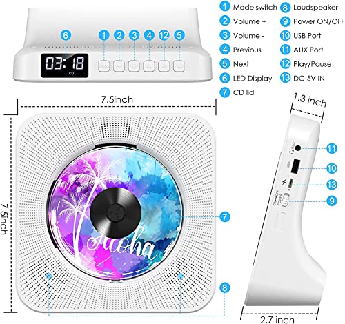 Bluetooth CD Player with HiFi Speakers, FM Radio