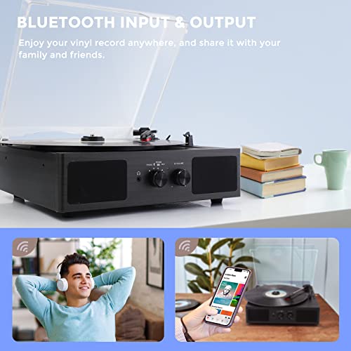 Hernido Bluetooth Vinyl Record Player with Speaker