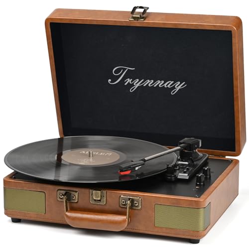 Trynnay Vintage Brown Bluetooth Record Player