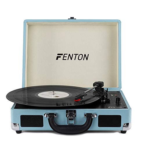 FENTON Bluetooth Suitcase Record Player w/ Built-in Speakers