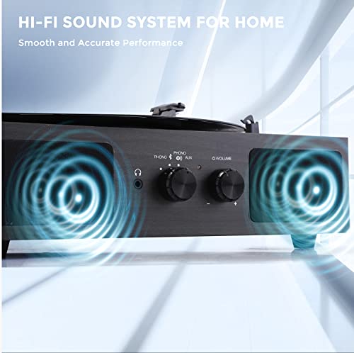 Hernido Bluetooth Vinyl Record Player with Speaker