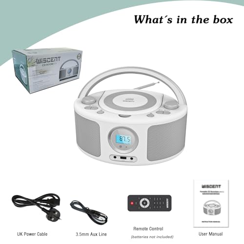WISCENT Portable CD Player with Bluetooth & FM