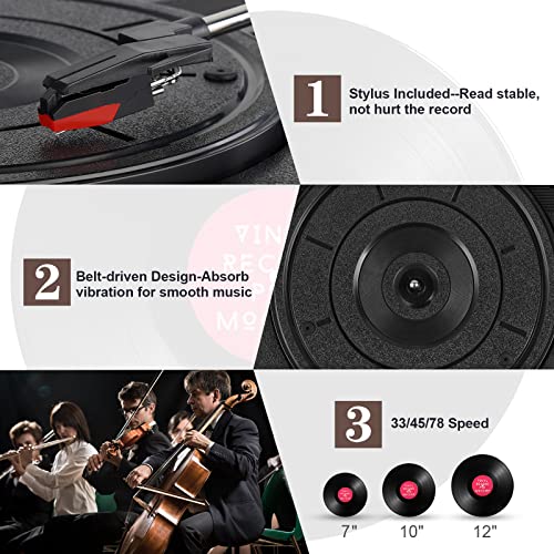 Mersoco Bluetooth Stereo Turntable: Home Entertainment & Decoration