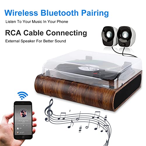 Bluetooth Record Player, Retro Vinyl Player with Speakers