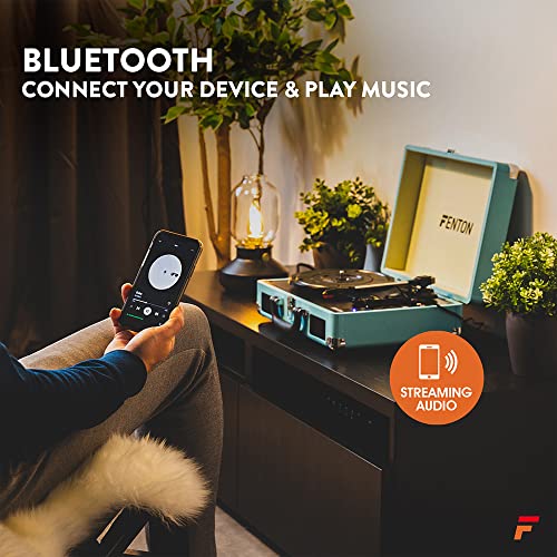 FENTON Bluetooth Suitcase Record Player w/ Built-in Speakers