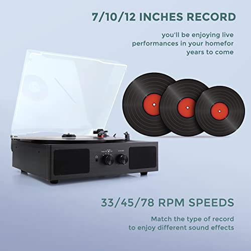 Hernido Bluetooth Vinyl Record Player with Speaker