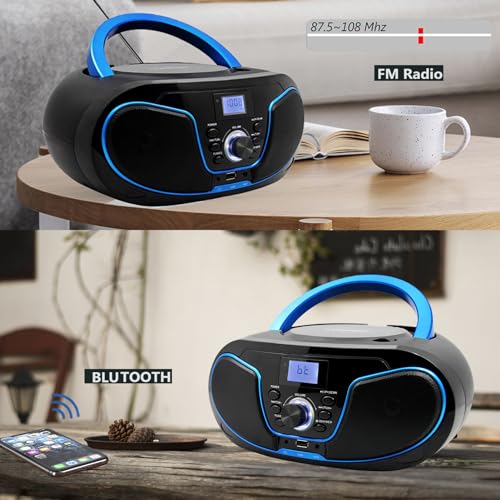 LONPOO Portable Boombox CD Player with FM Radio