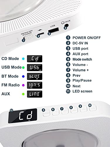 Bluetooth CD Player with Speakers - Homlab